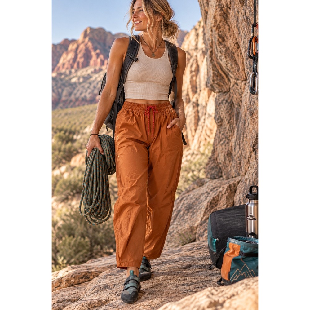 Topo Designs Dirt Pants Womens Small Clay Orange Hiking Outdoor Stretch Nylon